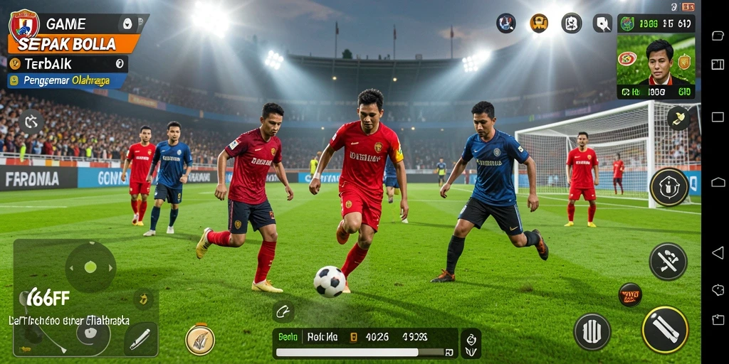 Gameplay mendebarkan dalam 666FF yang menunjukkan aksi sepak bola.