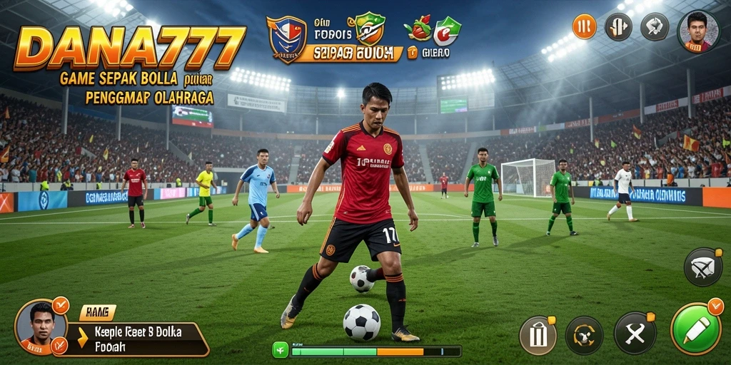 Screenshot gameplay DANA777 menampilkan aksi seru di lapangan sepak bola.