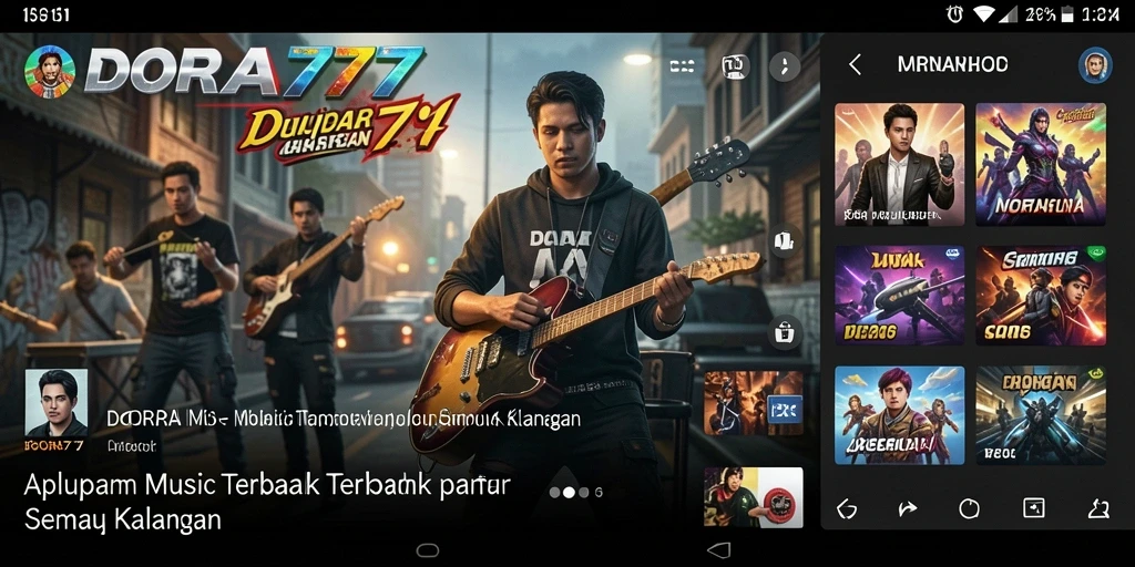 Tampilan utama DORA77 menampilkan berbagai genre musik yang menarik.