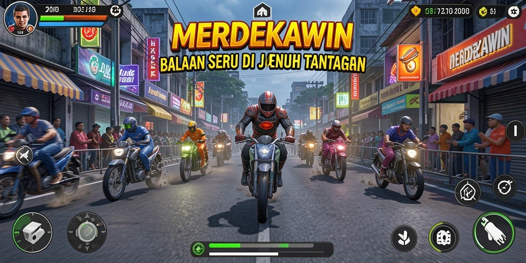 Gameplay balap seru dengan grafis memukau di MERDEKAWIN.
