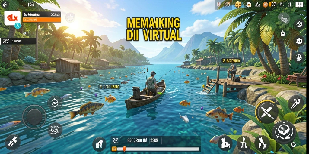 Tampilan gameplay menampilkan aksi memancing yang seru dan realistis.