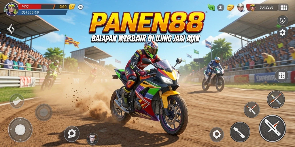 Gameplay balapan motor yang seru dan menantang.