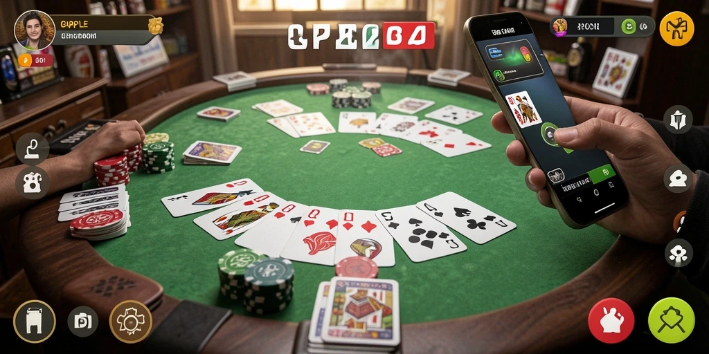 Tampilan utama PP123 yang menampilkan gameplay Gaple yang seru.