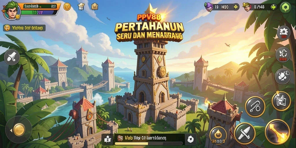 Tangkapan layar utama PPV88 menampilkan aksi pertahanan menara yang mendebarkan.